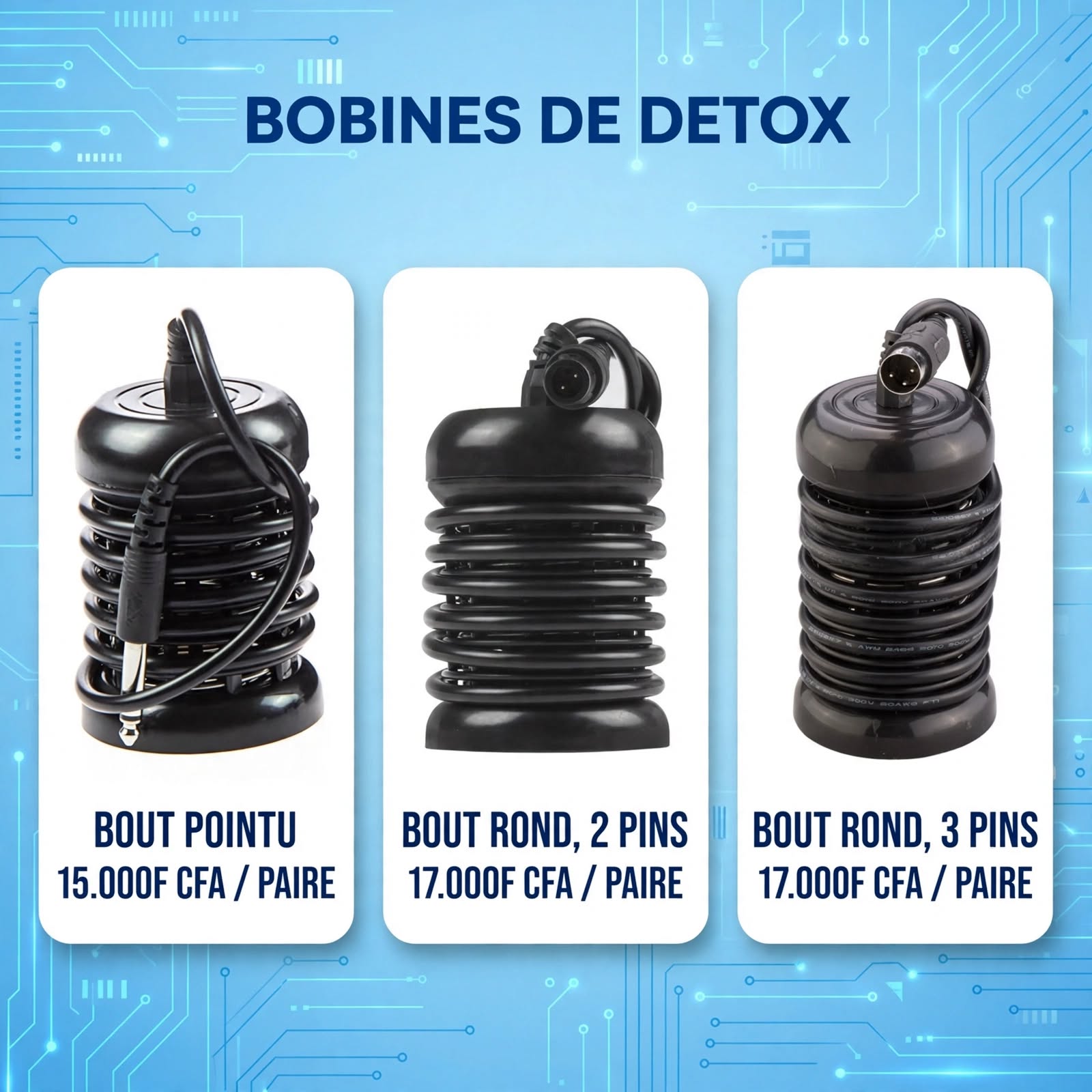 Bobines ioniques pour machine de Détox